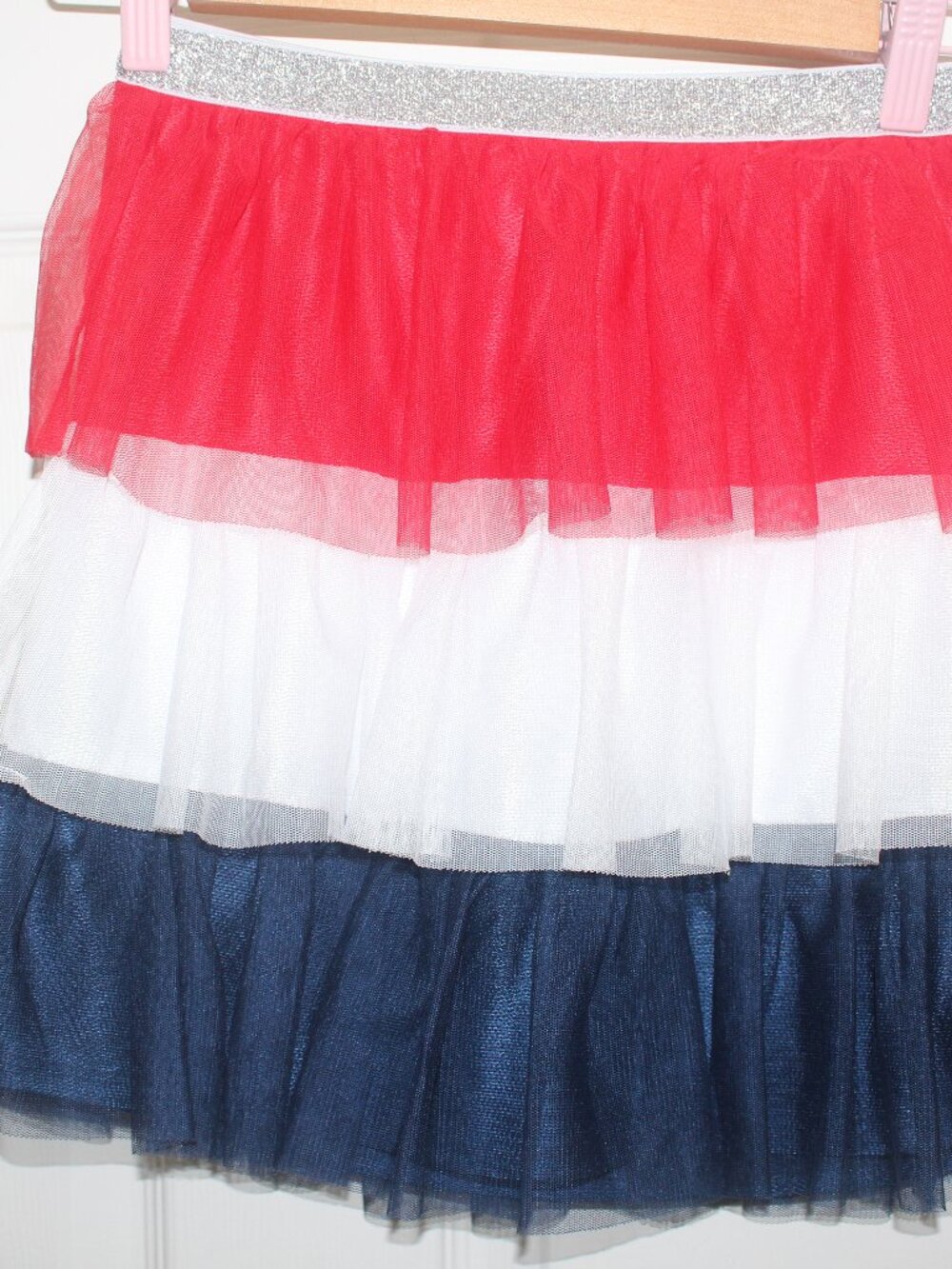 Way to Celebrate Girls L 10/12 Red White Blue Patriotic Tulle Skirt